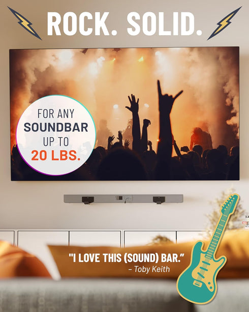 ECHOGEAR Soundbar Wall Mount Bracket - Works with All Soundbars Including Samsung, Vizio, LG, & More - Depth Adjustable for Dolby Atmos Soundbars...