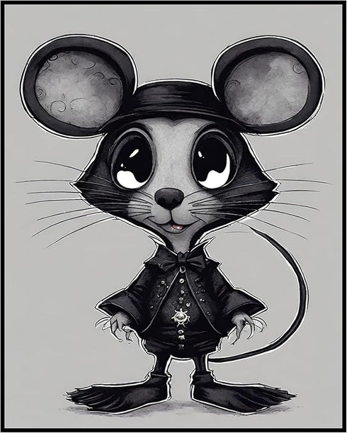 Posterizer 1 pcs- cute mouse in retro gothic theme art-Gothic Art-Art for Animal Lovers- Living Room Bedroom Decor- unframed wall art...