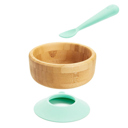 Munchkin® Bambou™ Suction Bowl and Silicone Spoon for Babies and Toddlers, Non-Toxic Bamboo...