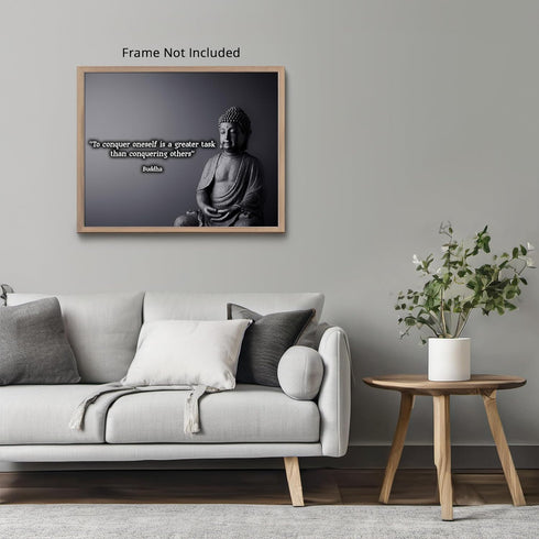 Posterizer 1 pcs-To Conquer Oneself Is A Greater Task-Buddha-Spiritual-Quotes -Motivational & Inspirational Art-Gift For Buddhism Meditation phil...