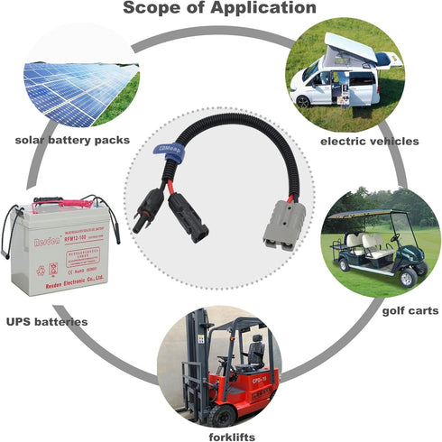 COMeap Solar Panel Connector for Anderson 10AWG, Compatible with MC-4 to 50A/600V Anderson Adapter Plug Charge Extension Cable for Solar Generator...