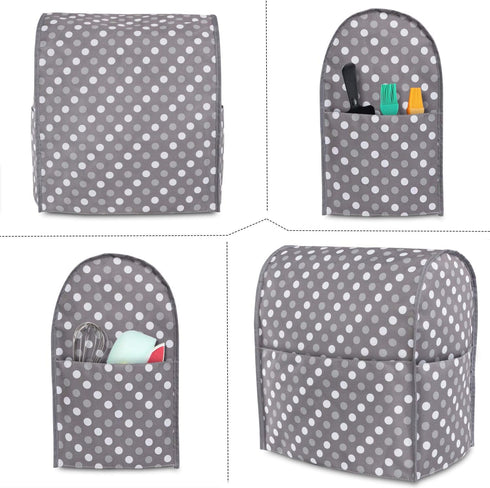 Luxja Dust Cover Compatible with 4.5-Quart and 5-Quart Stand Mixer, Cloth Cover with Pockets for Stand Mixer and Extra Accessories, Gray Dots...
