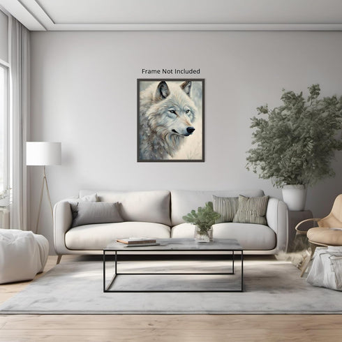 Posterizer 1 pcs-white arctic wolf in snowy nature-oil painting style -3-Art for Animal Lovers-Landscape & Nature Art-Decor for Home & Office- unf...