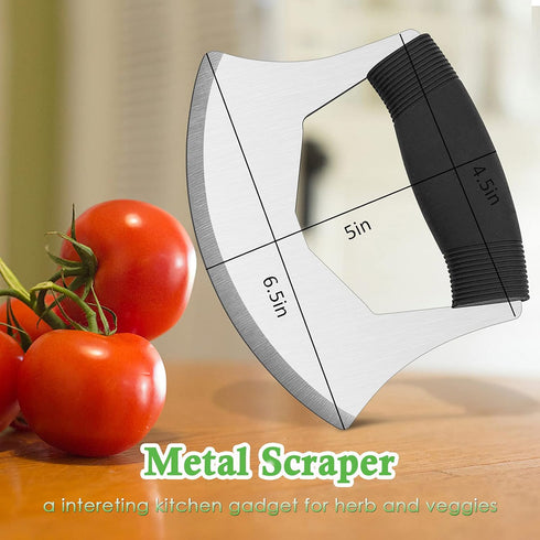 HaSteeL Bench Scraper 2Pcs, Heavy Duty Dough Chopper Cutter Mezzaluna Knife with Cover, Stainless Steel Mincing Rocker Slicer Perfect for Pastry, ...