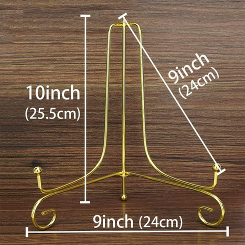 Artliving Metal Plate Stands for Display - 10-Inch Adjustable Easel Holders for Large Decorative Plates, Picture Frames, Cookbooks - Gold (2-Pack)...