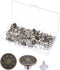 100 Sets Button Pins for Jeans, 15mm No-Sew Removable Instant Adjustable Replacement Metal Embossed Pattern Denim Jeans Buttons Pins Tightener for...