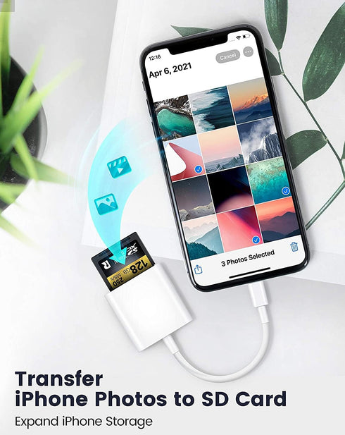 Apple Lightning to SD Card Camera Reader, Trail Camera Viewer SD Memory Card Adapter for iPhone 14/13/12/11/XS/XR/X/8/7/iPad, Plug and Play...