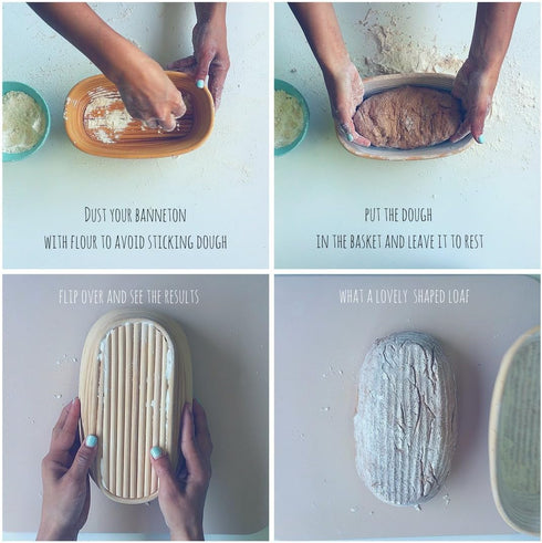 (10x6 inch) Oval Proofing Basket Set by Bread Story Oval Brotform Handmade Unbleached Natural Cane Bread Baking Kit with Cloth Liner Bread Baking ...