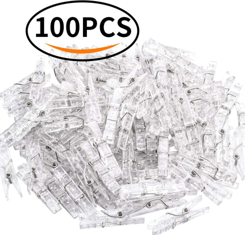 100 Pieces Clear Plastic Utility Paper Clip, Photo Paper Peg Pin, Clothes Line Clips, Craft Clips, 3.5 x 0.5cm x 0.7cm (Silver Glittered)...