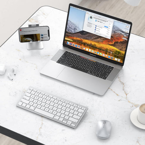 OMOTON Bluetooth Keyboard for Mac, Compact Wireless Keyboard Compatible with MacBook Pro/Air, iMac, iMac Pro, Mac Mini, Mac Pro Laptop and PC (Sil...