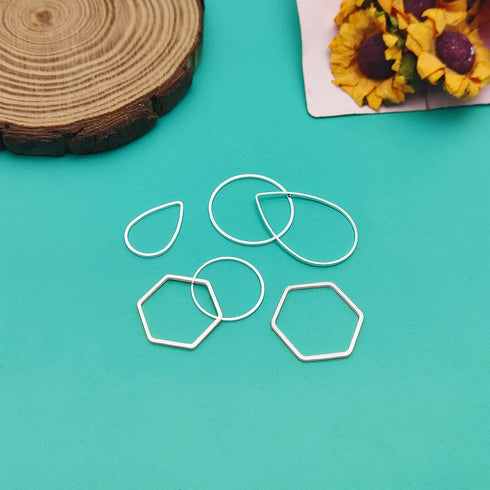 60pcs Hoop Earrings for Jewelry Making,Earring Finding Hoop Hypoallergenic Teardrop Hexagon Round Earring Hoop Open Bezel Pendant Frame for DIY Ea...