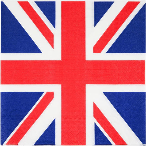 Juvale 100-Pack Union Jack Cocktail Napkins - 2-Ply Paper 6.5 x 6.5 in - Patriotic Union Jack Decor for UK Celebrations & London Party Decor - Bri...