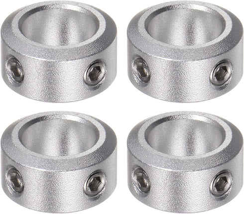 4pcs Shaft Collar 10mm Bore Aluminum Alloy Set Screw Shaft Collars, 16mm OD, 8mm Width, for Wheel Barrow Axle, Gearbox Assemblies, CNC Machine Too...