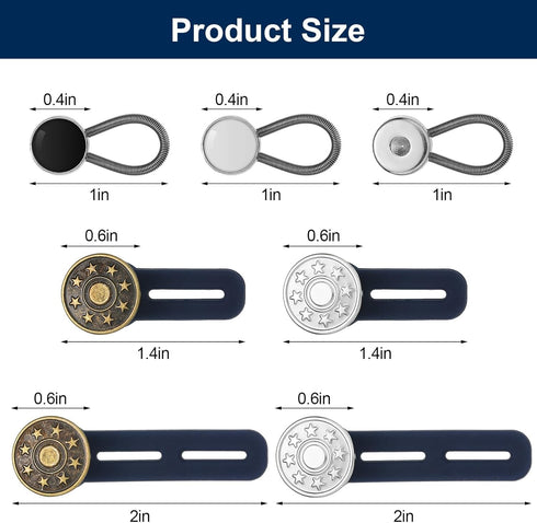 WILLBOND 24 Pcs Button Extenders for Jeans Include 12 Pieces Pants Waist Silicone 12 Pieces Metal Collar Extender Button for Women Men Extension 1...