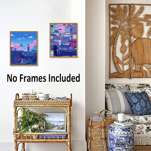 Anime Posters Japanese Wall Art, Japan Wall Art Tokyo City Posters,Anime Wall Art Cartoon View Street Prints Poster for Living Room Bedroom Kitche...