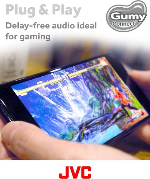 JVC Gumy Connect USB-C Wired Earbuds Headphones, Delay-free for Videos and Gaming, Built-in DAC Reduces Noise and Improves Sound Quality, 9.2 mm D...