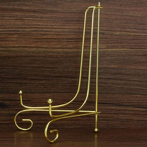 Artliving Metal Plate Stands for Display - 10-Inch Adjustable Easel Holders for Large Decorative Plates, Picture Frames, Cookbooks - Gold (2-Pack)...