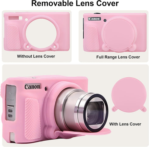 BOVKE Silicone Camera Case for Canon PowerShot SX740/ SX730 Digital Camera, SX740 Camera Soft Case Cover Rubber Camera Sleeve with Removable Lens ...
