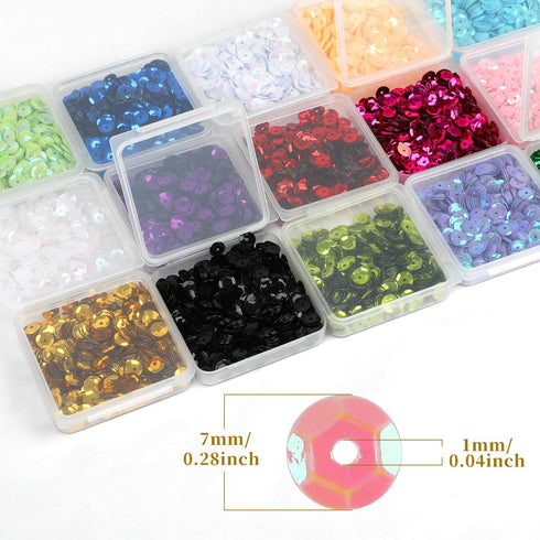 CCINEE 7mm Loose Sequins for Craft, 7500PCS Rainbow Cup Sequin Bulk Iridescent Spangles Assorted Round Embroidery Sequins for Easter Egg DIY Arts ...