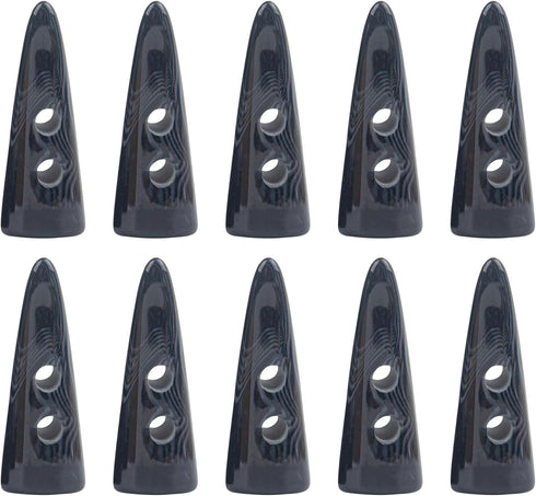 AUEAR, 10 Pack Black Resin Toggle Buttons Horn Tooth Shape Two Holes for Sewing DIY Accessories...