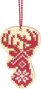 Dimensions Counted Cross Stitch, Reindeer Wooden Christmas Ornament Craft Kit, 1 Pc, Red,White...
