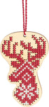 Dimensions Counted Cross Stitch, Reindeer Wooden Christmas Ornament Craft Kit, 1 Pc, Red,White...
