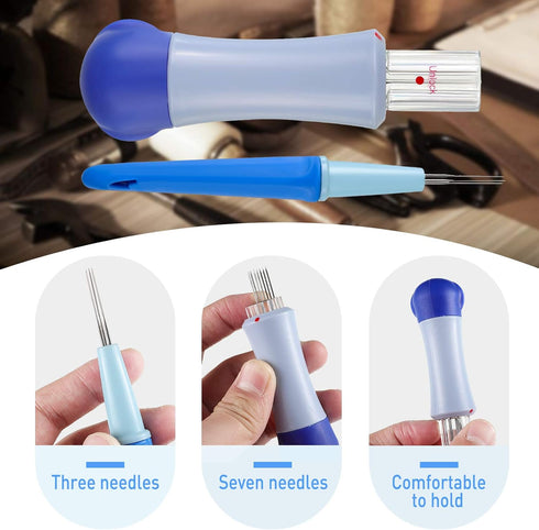 WILLBOND Needle Felting Tool Pen Style with 3 Needles and Punch Style Tool with 7 Barbed Wool Accessories for DIY Patchwork Wool Crafts Making Fel...