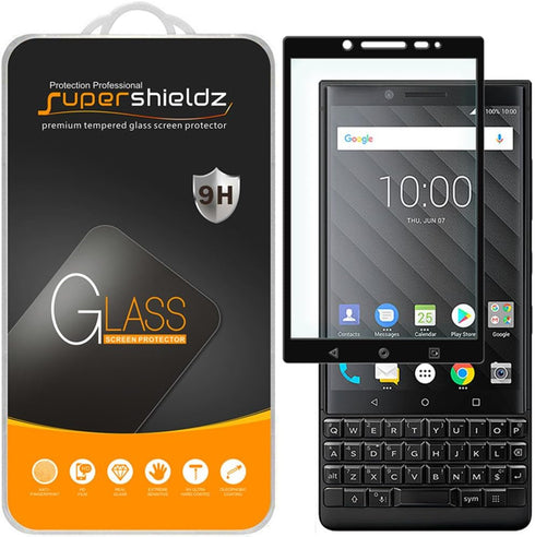 Supershieldz (2 Pack) Designed for BlackBerry Key2 Tempered Glass Screen Protector, (Full Screen Coverage) Anti Scratch, Bubble Free (Black)...