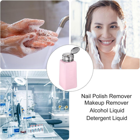 3pcs Solvent Alcohol Dispensers 250ml(8.5oz) Push Down Liquid Dispenser Pump with Sealing Stainless Steel Lid for Acetone Cleanser Polish Remover,...