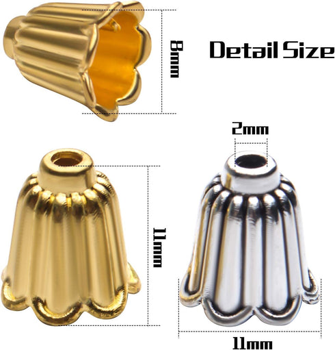 Antique Alloy Cone Spacer Bead Caps, 100pcs Flower Tassel Ends for Bracelet, Necklace, Earring Crafts...