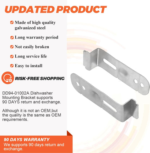 DD94-01002A Dishwasher Assembly-Install Kit by Beaquicy - Replacement for Samsung Dishwashers - Includes 2 Mounting Brackets and 6 Mounting Screws - Replaces AP4450818 2077601 PS4222710