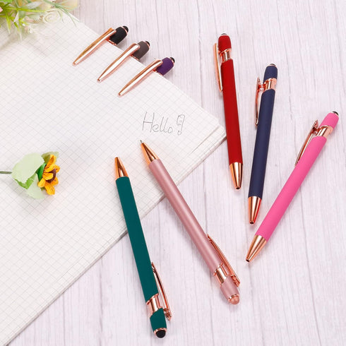 PATIKIL Ballpoint Pen with Stylus Tip, 12 Pack 2 in 1 Metal Pen Black Ink 1.0mm Medium Point Stylus Pen for Touch Screens Style 2, Black...