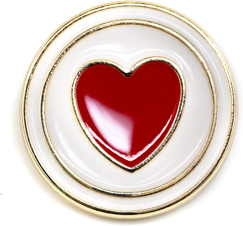 20 pcs Electroplating Golden Circles Enamel Red Heart Sewing Metal Shank Coat Buttons -23mm -7/8"...