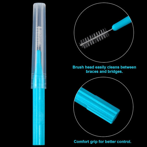 100 Pieces Braces Brush for Cleaner Interdental Brush Toothpick Dental Flossing Head Oral Hygiene Flosser Tooth Cleaning Tool (Light Blue, Pink, Y...