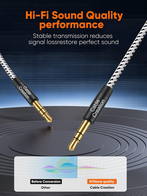 CableCreation 3.5mm Cable(6FT/1.8M) 3.5mm Audio Cable Male to Male, 1/8 Auxiliary Stereo Aux Cord Compatible with Headphones,Car,Speaker,iPods, iP...