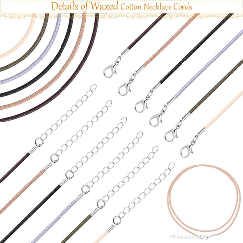 Necklace Cord, Selizo 100pcs Necklace String, Waxed Cotton Necklace Cord with Clasp Bulk for Jewelry Bracelet Making, Beads, Pendants, Charms...
