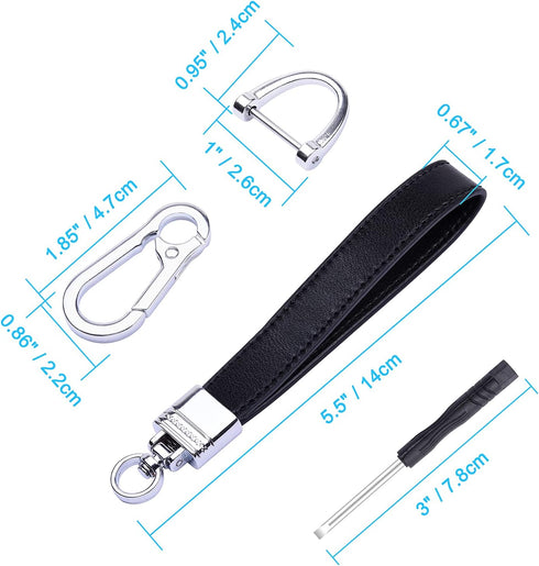 Wisdompro Genuine Leather Car Keychain, Universal Heavy Duty Leather Key FOB Keychain Key Chains Women for Car Keys, 360 Degree Rotation, with Ant...