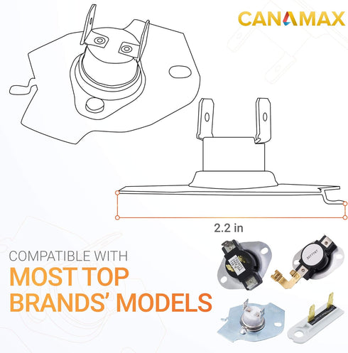 Canamax Complete 3977393 Thermal Cut-Off Switch 3977767 High-Limit Thermostat 3392519 Thermal Fuse 3387134 Cycling Thermostat Dryer Kit Premium Replacement - Fit for Whirlpool Kenmore Models