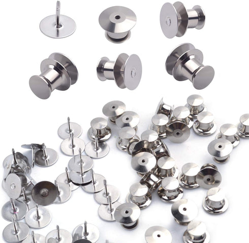Aylifu Tie Tacks and Clutch Backs Set, 30 Pieces Tie Tacks Blank Pins (10 mm in Diameter) with 30 Pieces Locking Pin Backs Pin Keepers Locking Cla...