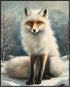 Posterizer 1 pcs-white arctic fox in snowy winter scene-oil painting style 9-Art for Animal Lovers-Landscape & Nature Art-Decor for Home & Office-...