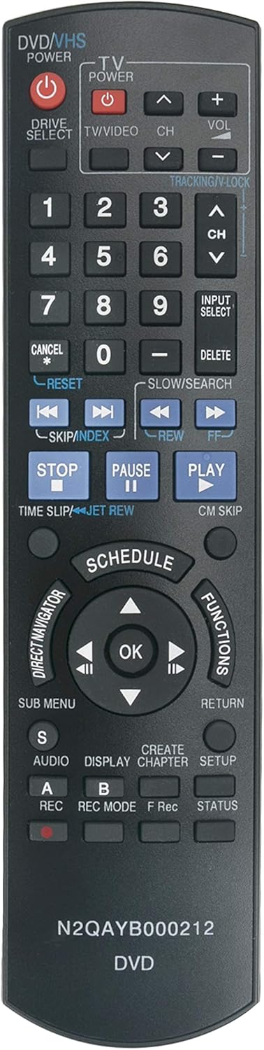 New N2QAYB000212 Replaced Remote fit for Panasonic DVD Recorder VCR DMR-EA38V DMR-EA38VK DMR-EA38 DMR-EA38V...