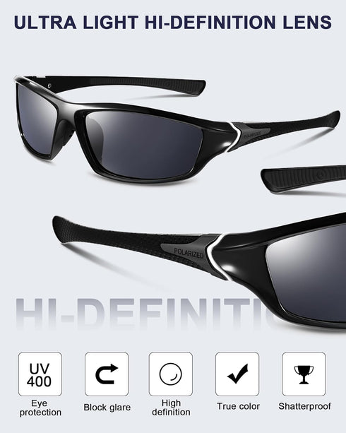 TOODOO 3 Pairs Sport Polarized Sunglasses for Cycling Driving Fishing TAC Lens Sunglasses for Men Women Youth Baseball Running Golf Motorcycle...