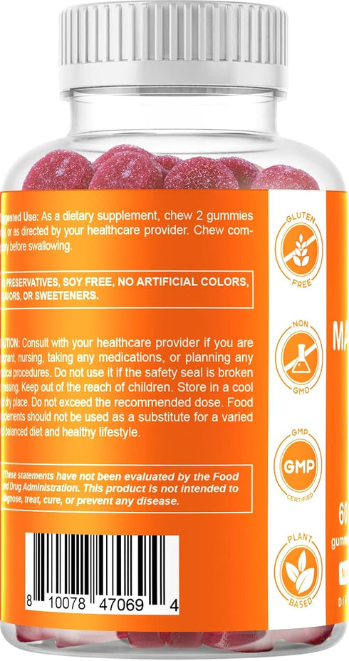 Vitamatic Magnesium Citrate Gummies 600mg per Serving - 60 Vegan Gummies - Promotes Healthy Relaxation, Muscle, Bone, & Energy Support (60 Gummies...