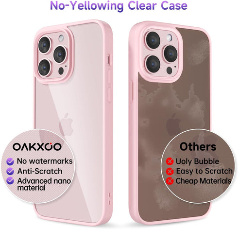 oakxco Thin Slim Clear case for iPhone 13 Pro Max, Transparent Hybrid Hard Shell Plastic & Soft Silicone Rubber Bumper, Non-Yellow Acrylic Protect...