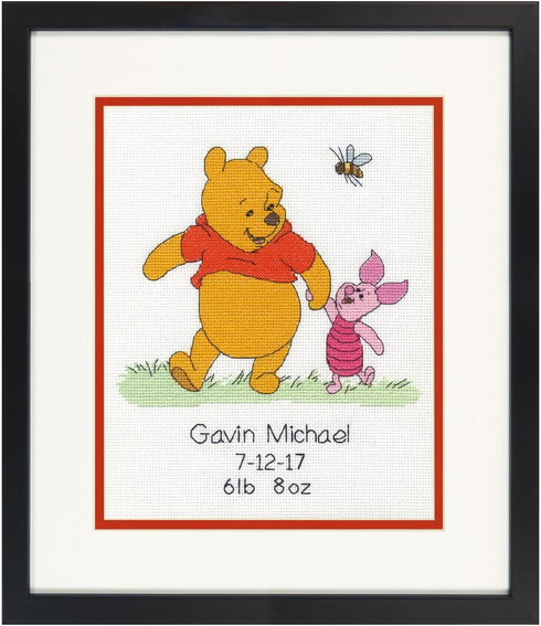 Dimensions 70-35357 Disney Winnie The Pooh Birth Record Counted Cross Stitch Kit, Winnie The Pooh Cross Stitch, 8" x 10"...