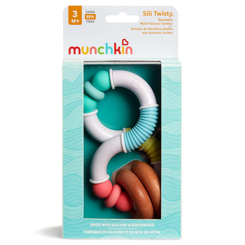 Munchkin® Sili Twisty™ Bendable Baby Teether Toy, Silicone and Wood, BPA Free, 3+ Months...