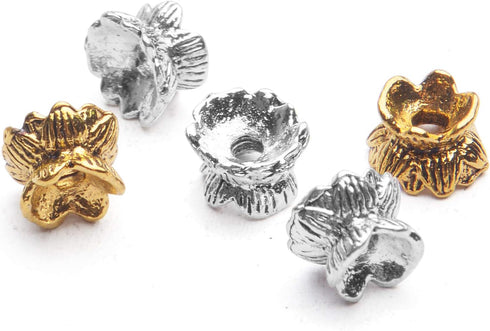 Lotus Form 60PCS Double End Flower Bead Spacer Caps, Antique Alloy Jewelry Caps for Bracelet, Necklace, Earring Crafts Making...
