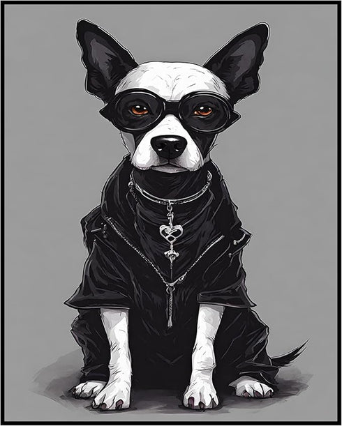 Posterizer 1 pcs- cool gangsta dog wearing sunglasses-Gothic Art-Art for Animal Lovers- Living Room Bedroom Decor- unframed wall art...