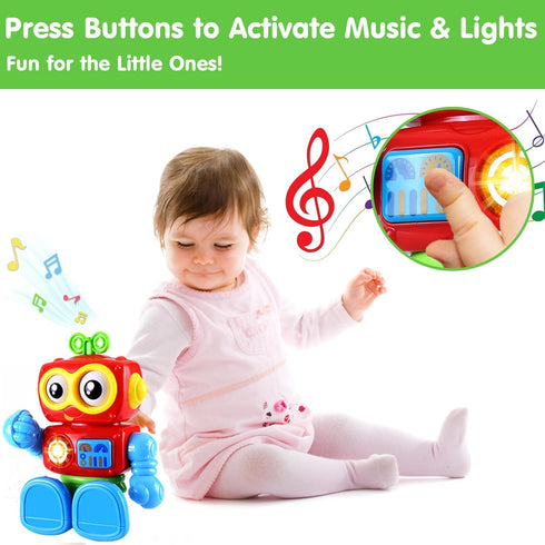 Robot Toys for 1 Year Old Boy 1st Birthday Gift One Year Old Musical Light Up Toys for Toddlers 1-3 Baby Boy Toys 12-18 Months Educational Learnin...