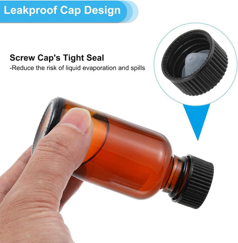 PATIKIL 0.5oz(15ml) Glass Sample Bottles, 12Pcs Round Bottle Dispensing Bottles with Black Poly Cone Cap for Reagent Liquids, Essential Oils, Perf...